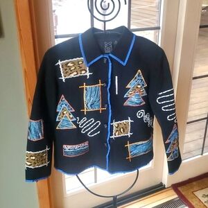 Vintage Daniel K New York‎ Womens multi color lined jacket embroidered size M